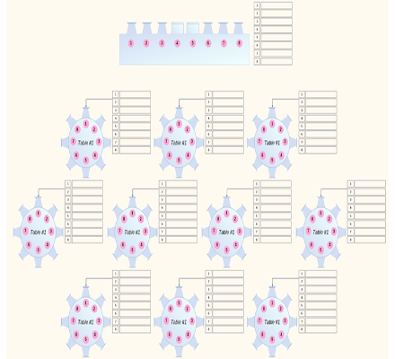 Blue Pink Wedding Seating Chart